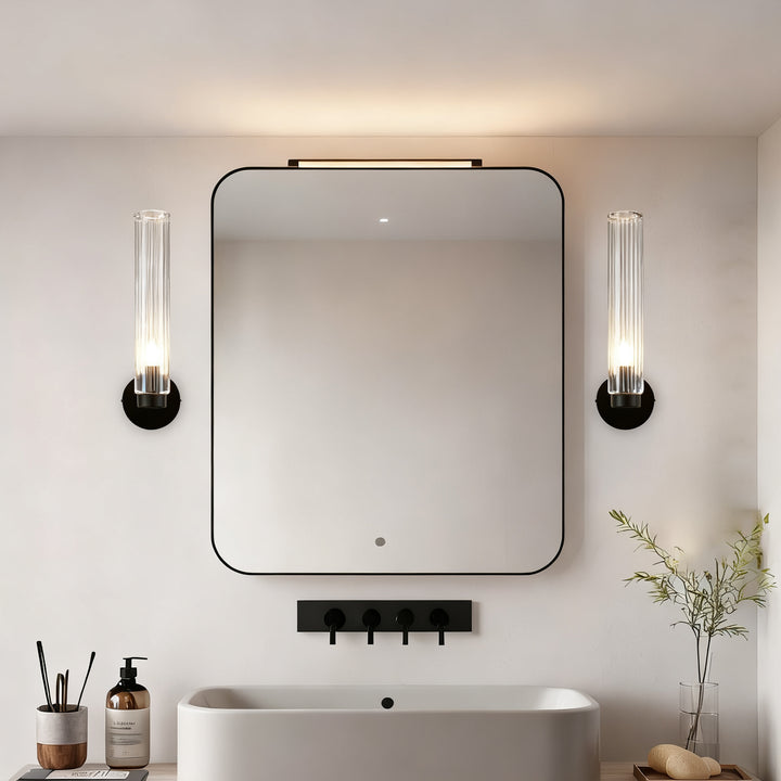 Radiant Fluted Glow Sconce - Elegant Bathroom Wall Lights with Fluted Glass Shade, Suitable for Your Makeup Lighting Mirror in the Bathroom