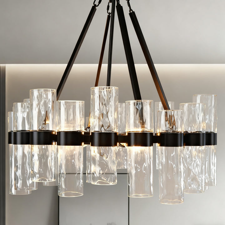 Penni Recycled Glass Chandelier - Elegant Art Deco Lighting Fixture - Perfect for Living Room Chandelier and Hanging Light Fixture