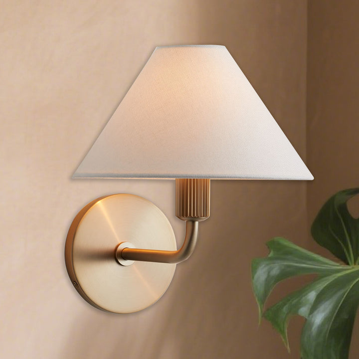 Elegant Linen Glow Sconce - Architectural Design Tapered Shade Wall Sconce for Bedroom and Living Room - A Statement Piece of Elegance and Sophistication