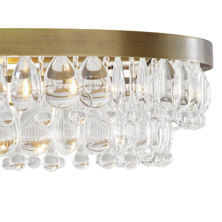 Dazzling Crystal Elegance Chandelier - Sleek Design with Crystal Droplets for Living Room, Dining Room, and Bedroom Lighting