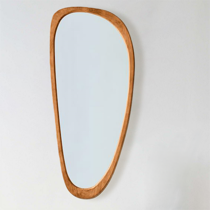 Reflections of Nature: Acacia Wood Framed Mirror - Handcrafted Polished Acacia Wood Frame - Perfect for Asymmetrical Mirror, Large Asymmetrical Mirror, and Asymmetrical Bathroom Mirror