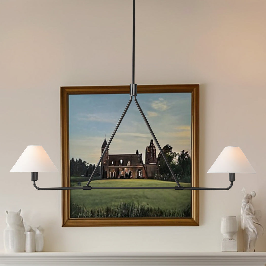 Minimalist Elegance Architectural 2-Light Tapered Pendant: Angular and Minimalist Design for Dining, Bedroom, and Living Room Illumination