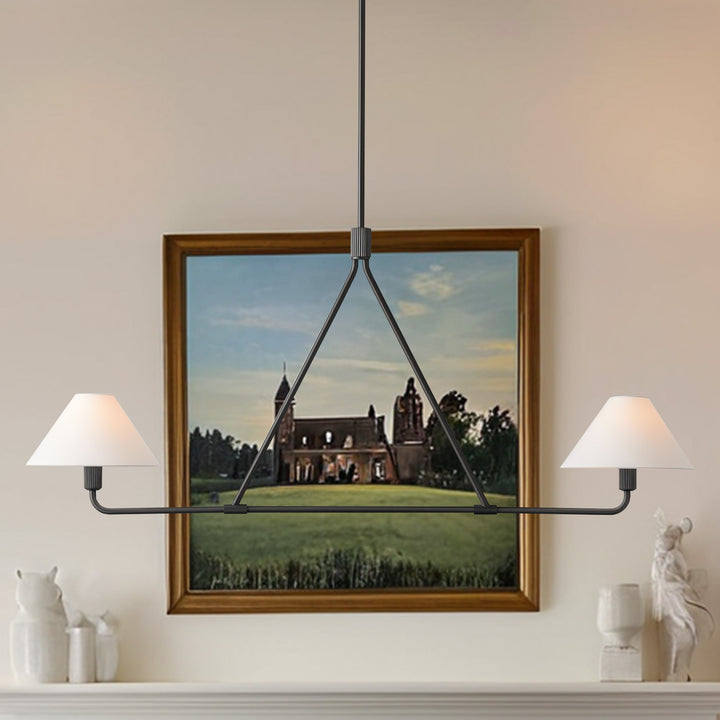 Minimalist Elegance Architectural 2-Light Tapered Pendant: Angular and Minimalist Design for Dining, Bedroom, and Living Room Illumination