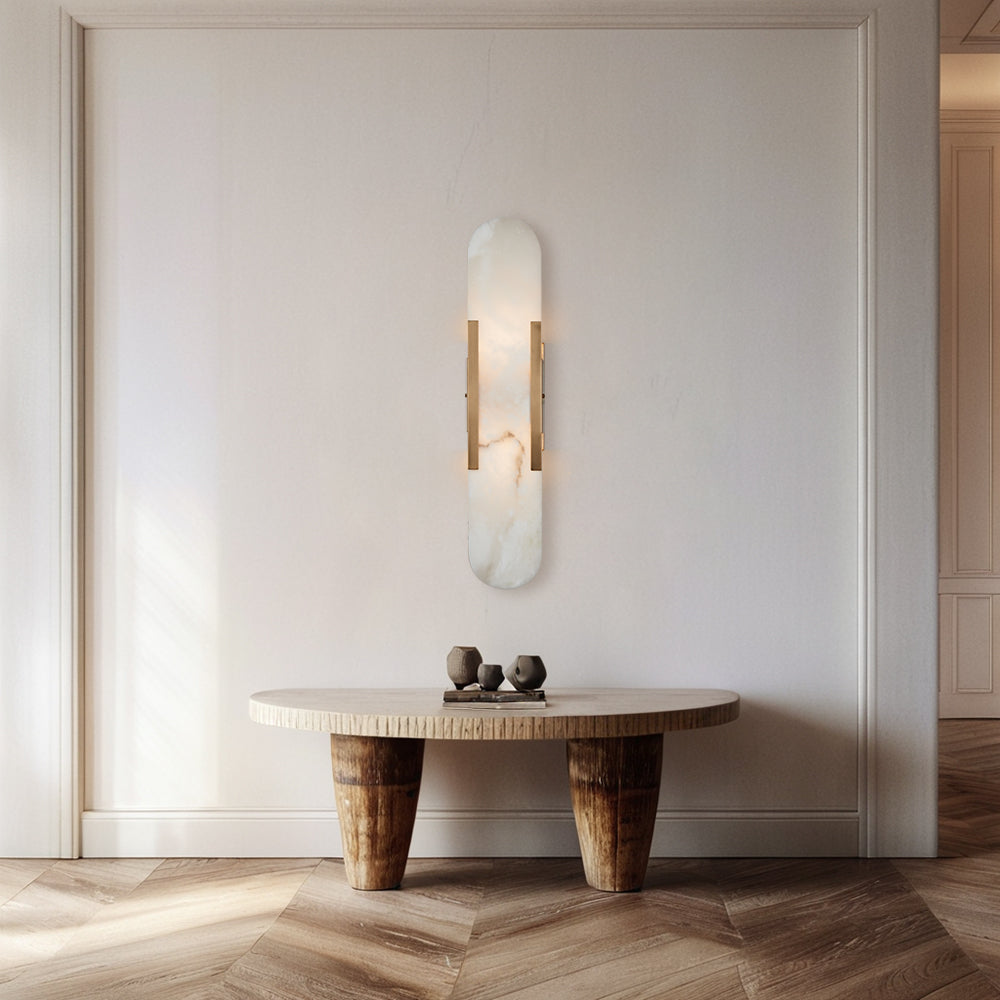 Alabaster Elegance Backplate Sconce - Elegant Alabaster Design with Stunning Finishes - Perfect for Bathroom Sconce