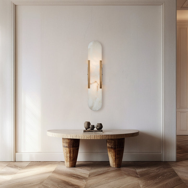 Alabaster Elegance Backplate Sconce - Elegant Alabaster Design with Stunning Finishes - Perfect for Bathroom Sconce