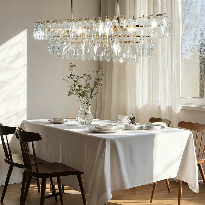 Timeless Elegance Fluted Crystal Chandelier with Luxe Metallic Finish,Fluted crystal effect ,dining room light fitting