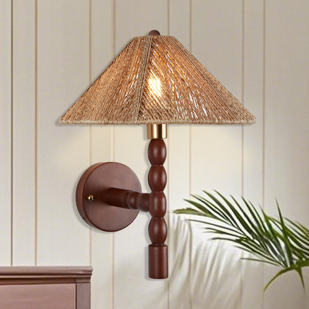 Samina Sconce - Modern Style with Handwoven jute and solid walnut - Perfect for Living Room, Dining Room and Enteyway
