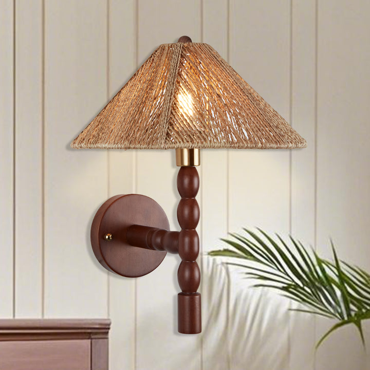 Samina Sconce - Modern Style with Handwoven jute and solid walnut - Perfect for Living Room, Dining Room and Enteyway