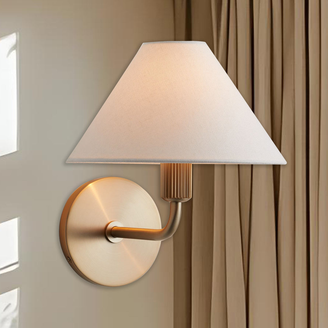 Elegant Linen Glow Sconce - Architectural Design Tapered Shade Wall Sconce for Bedroom and Living Room - A Statement Piece of Elegance and Sophistication