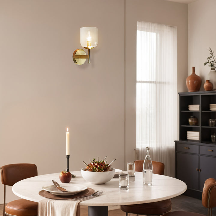 Antique Bronze Bell-Shaped Wall Sconce with Ribbed Glass Shade for Indoor Lighting