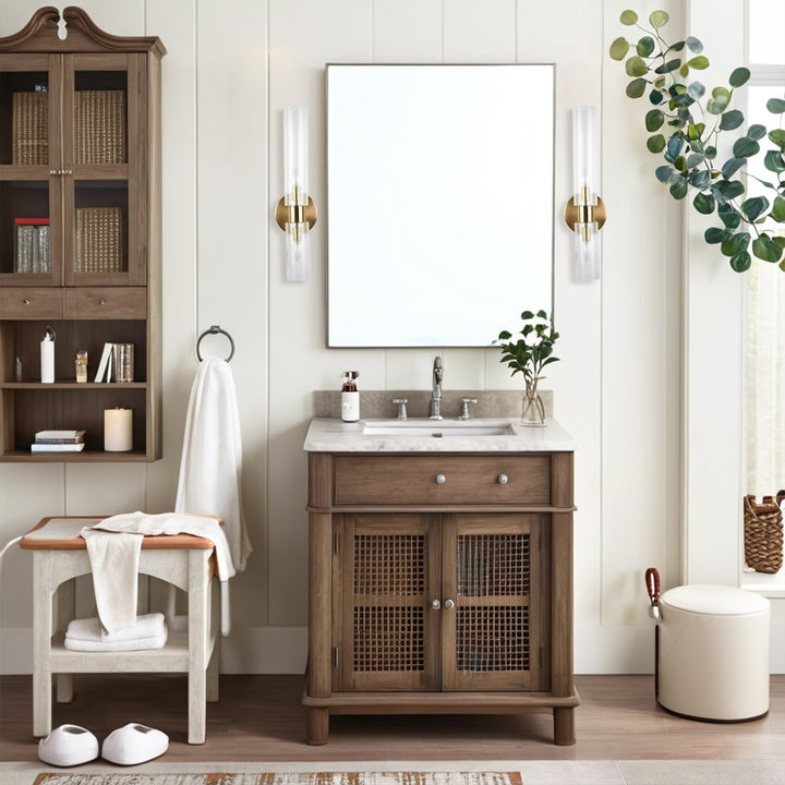 Modern 2-Light Wall Sconce with Clear Fluted Glass, Asymmetrical Double Tube Sconce Wet-rated Bathroom Light Fixture Over Mirror, Hardwired Wall Mount Lamp for Bedroom, Hallway, Living Room