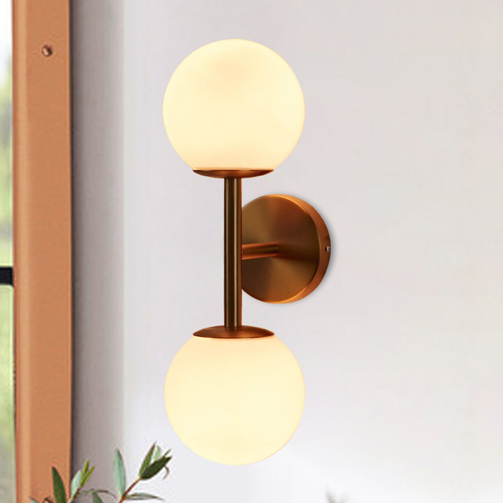 Fiberglass Glow Double Wall Sconce: Cast Fiberglass with White Textured Finish and Pewter/Gold Accents for Kitchen, Bathroom, Outdoor