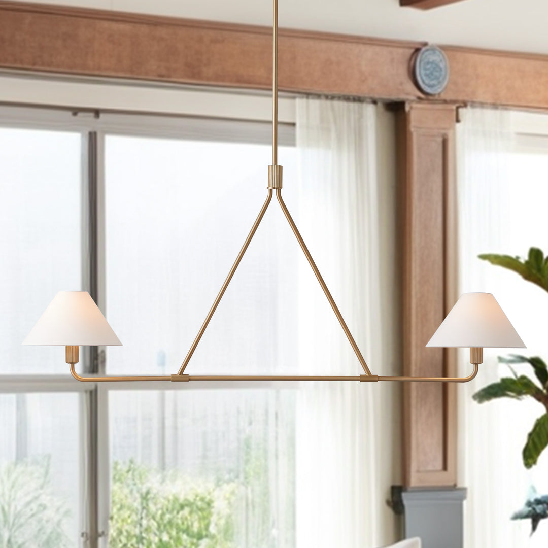 Minimalist Elegance Architectural 2-Light Tapered Pendant: Angular and Minimalist Design for Dining, Bedroom, and Living Room Illumination