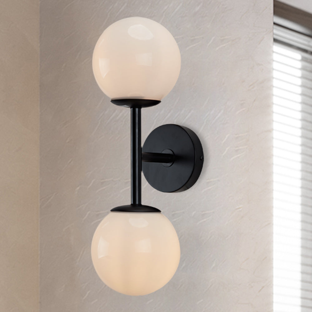 Fiberglass Glow Double Wall Sconce: Cast Fiberglass with White Textured Finish and Pewter/Gold Accents for Kitchen, Bathroom, Outdoor