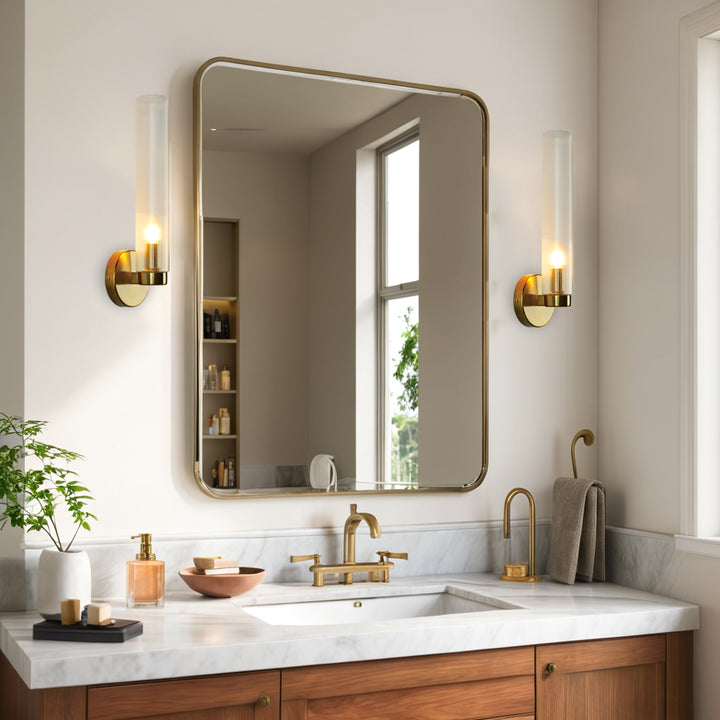 Radiant Fluted Glow Sconce - Elegant Bathroom Wall Lights with Fluted Glass Shade, Suitable for Your Makeup Lighting Mirror in the Bathroom