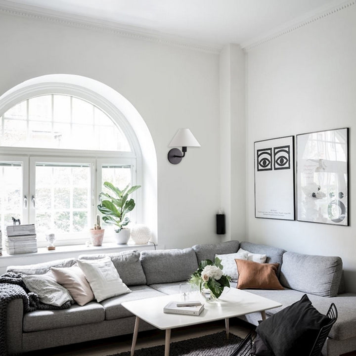 Elegant Linen Glow Sconce - Architectural Design Tapered Shade Wall Sconce for Bedroom and Living Room - A Statement Piece of Elegance and Sophistication