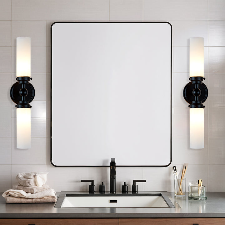 Spherical Steel Sconce - Modern Silhouette with Steel Construction and Spherical Detail - Stylish Bathroom Wall Lights and Contemporary Bathroom Sconces Modern