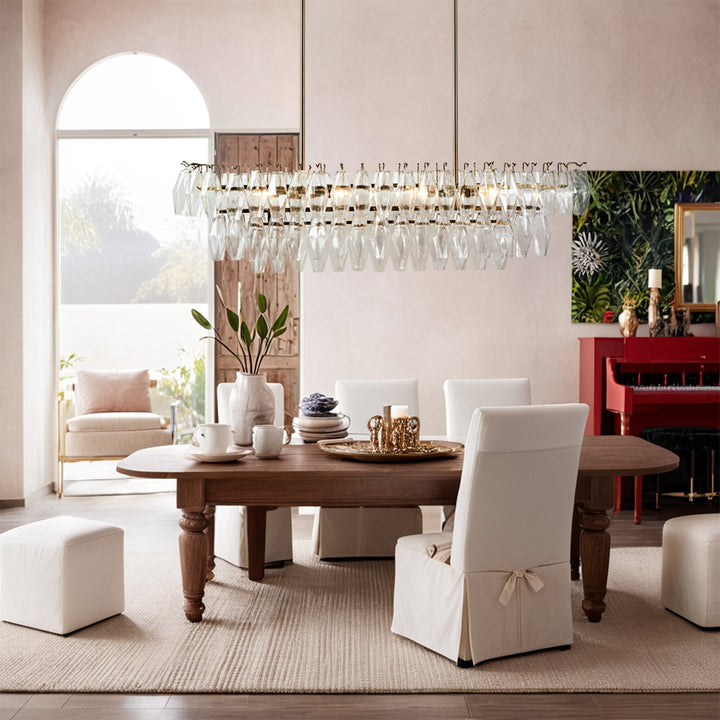 Timeless Elegance Fluted Crystal Chandelier with Luxe Metallic Finish,Fluted crystal effect ,dining room light fitting