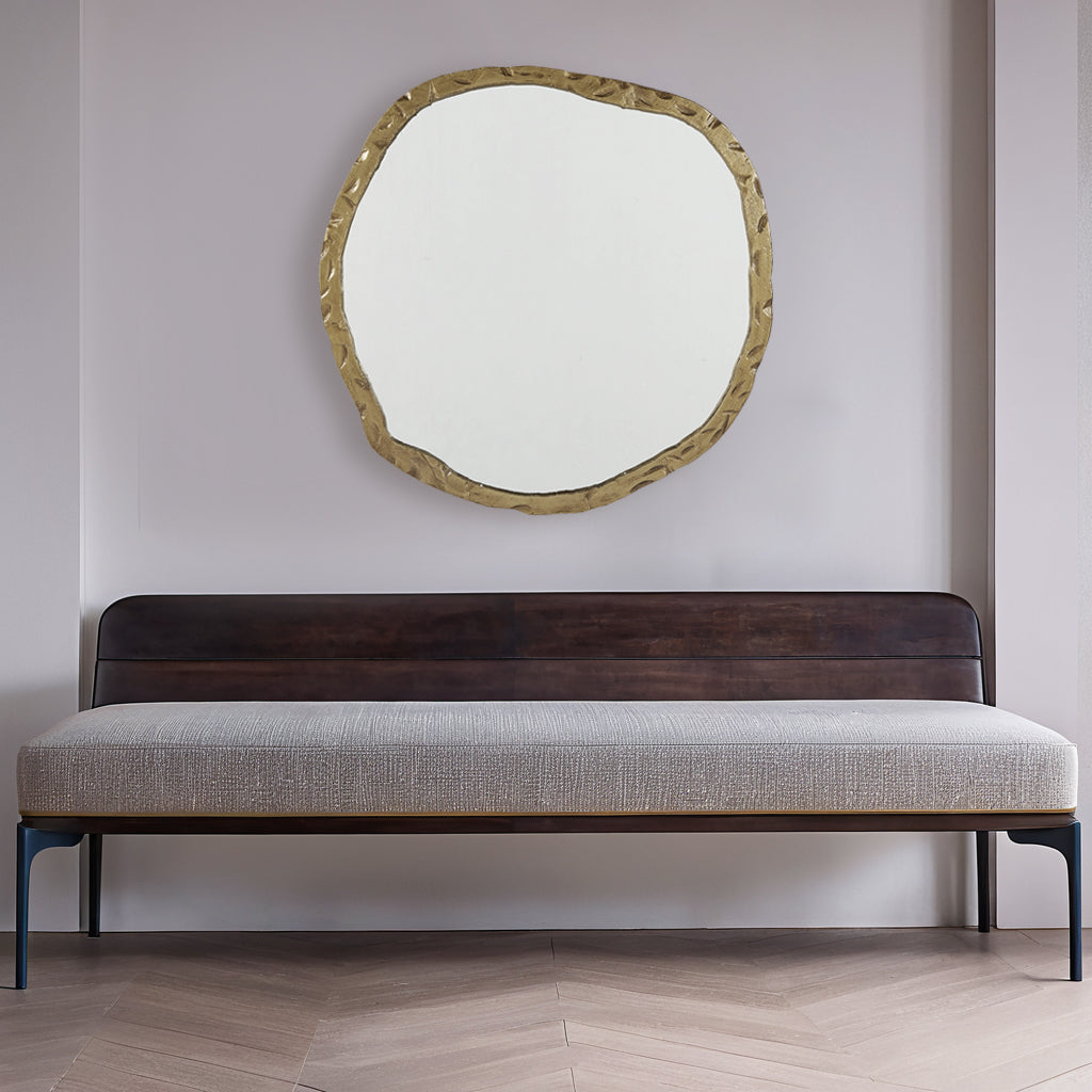 Artisan's Oversized Round Mirror with Rough-Hewn Black Aluminum Frame-Oversized round mirror