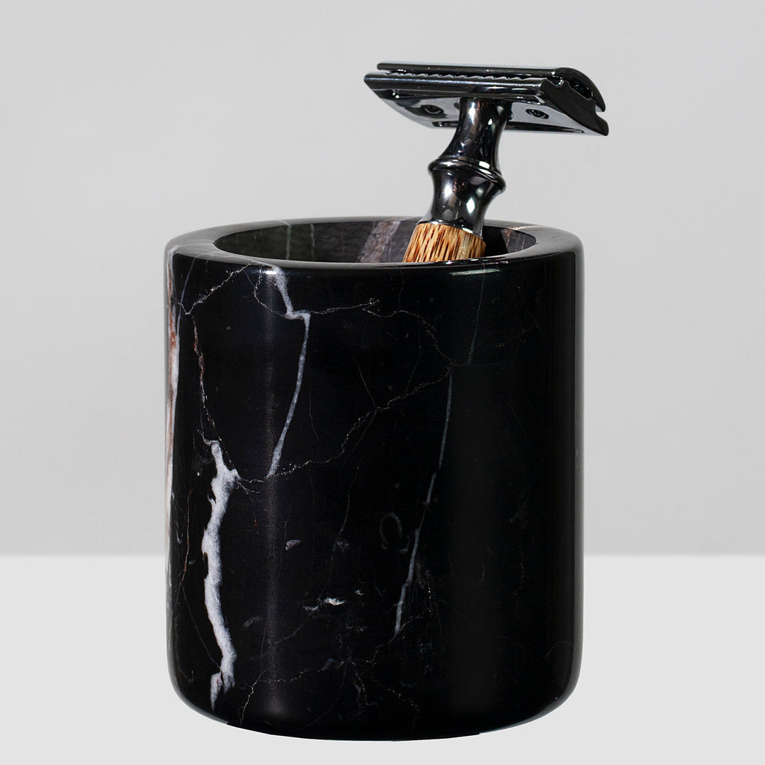 Handcrafted Black Marquina Marble Bath Accessories - Unique and Chic Bathroom Supplies for Elegant Decor