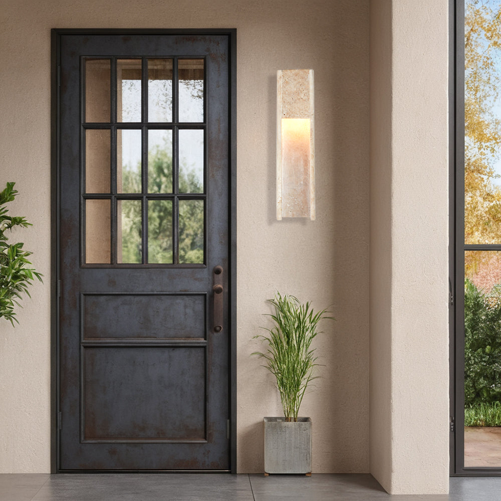 Travertine Polished Stainless Steel Canopy Indoor/Outdoor Sconce - Elegant Industrial Wall Lighting