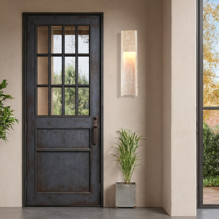 Travertine Polished Stainless Steel Canopy Indoor/Outdoor Sconce - Elegant Industrial Wall Lighting