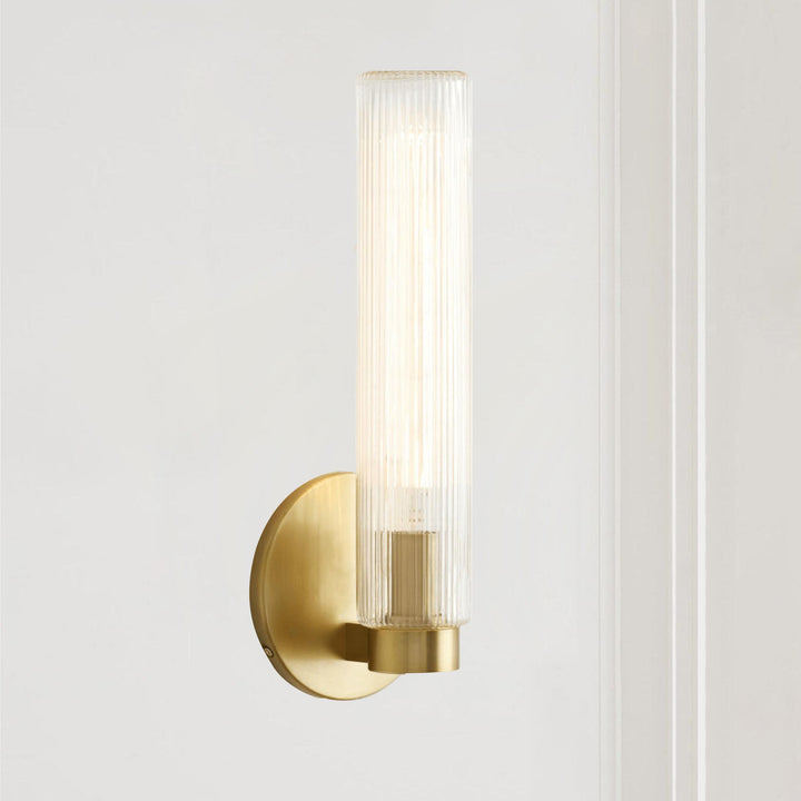 Radiant Fluted Glow Sconce - Elegant Bathroom Wall Lights with Fluted Glass Shade, Suitable for Your Makeup Lighting Mirror in the Bathroom