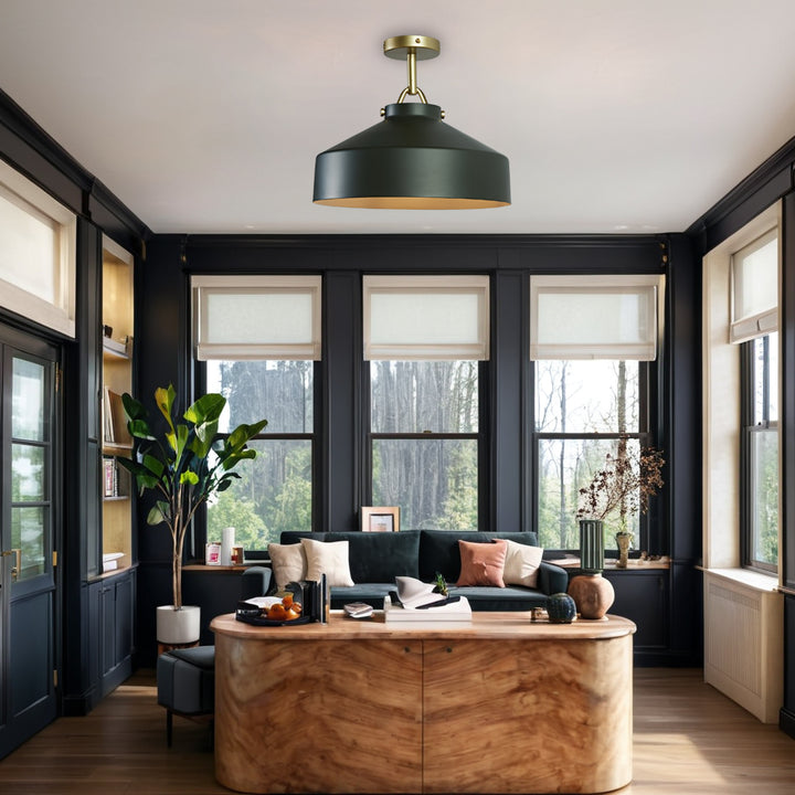 Flexillum Living Room Flush Mount 16" - Sleek Design with Angular Details, Versatile Placement, and Dimmer Switch Compatible - Perfect for Living Room, Ceiling Lamps for Living Room, and Lounge Lights Ceiling