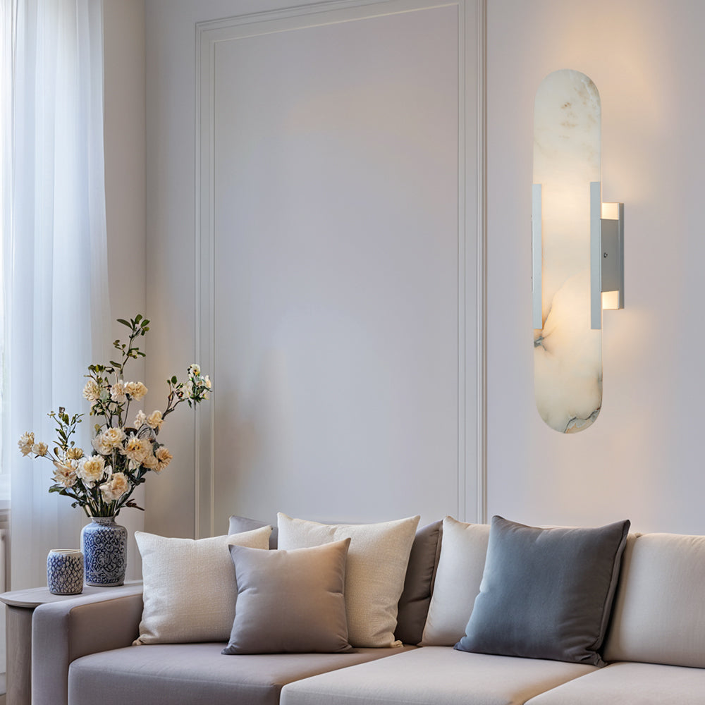 Alabaster Elegance Backplate Sconce - Elegant Alabaster Design with Stunning Finishes - Perfect for Bathroom Sconce
