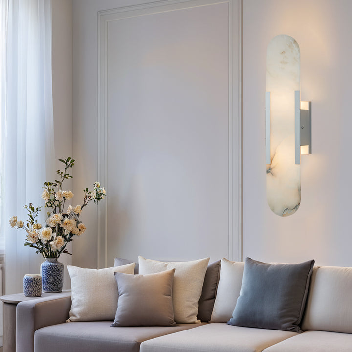 Alabaster Elegance Backplate Sconce - Elegant Alabaster Design with Stunning Finishes - Perfect for Bathroom Sconce