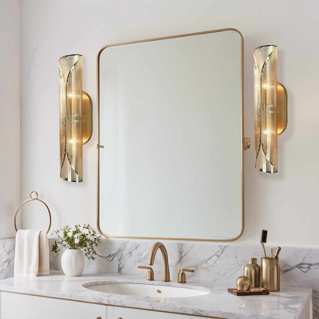 Curl Perforated Sconce 2-Light - Modern Light Fixture for kitchen, Bedroom Wall Sconces