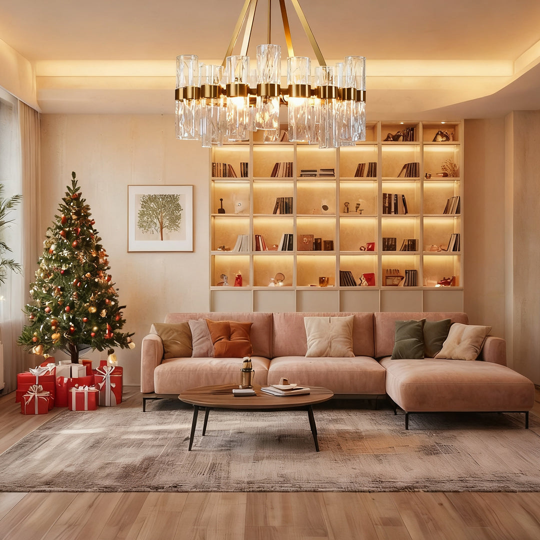 Penni Recycled Glass Chandelier - Elegant Art Deco Lighting Fixture - Perfect for Living Room Chandelier and Hanging Light Fixture