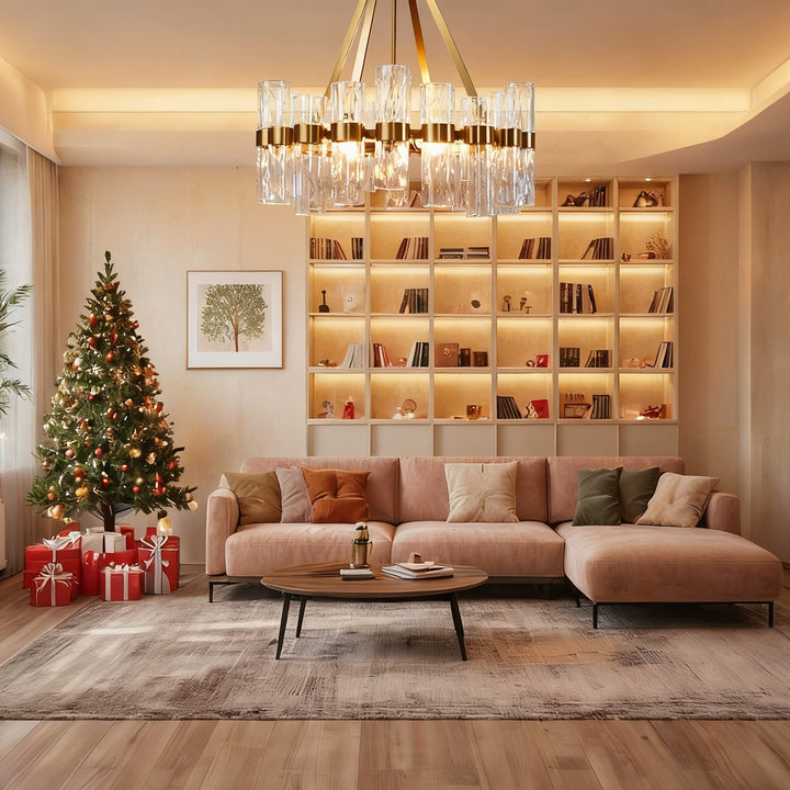 Penni Recycled Glass Chandelier - Elegant Art Deco Lighting Fixture - Perfect for Living Room Chandelier and Hanging Light Fixture