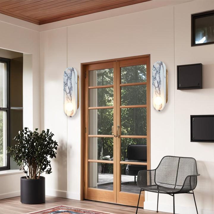 Roxane White Marble Wall Sconce - Elegant Roxane sconce Design with Stunning Finishes - Perfect for Bathroom Sconce and Kitchen Sconce