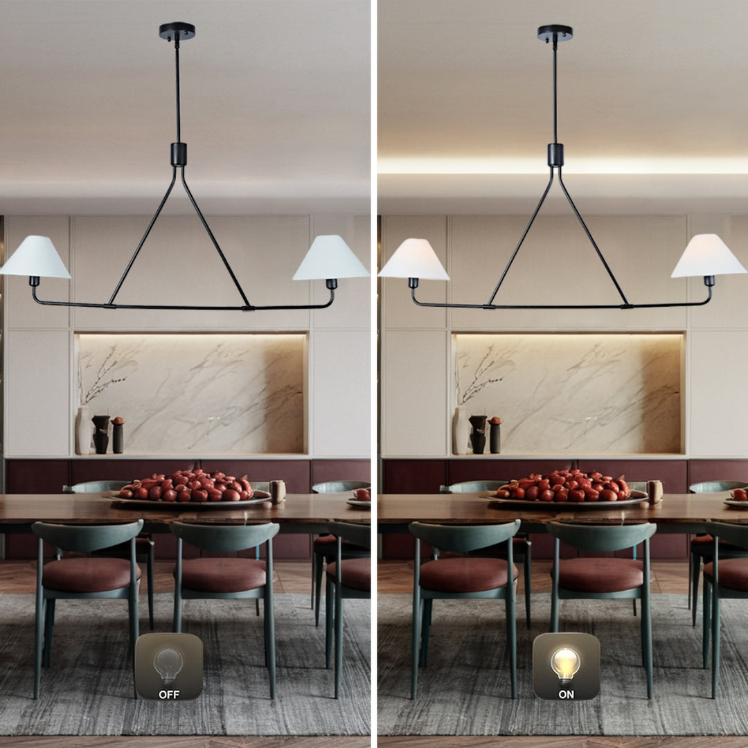 Minimalist Elegance Architectural 2-Light Tapered Pendant: Angular and Minimalist Design for Dining, Bedroom, and Living Room Illumination