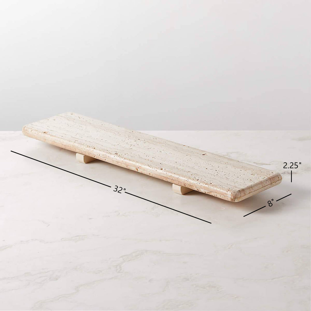 Nature's Touch Travertine Bath Accessories with Organic Edge and Unique Variations for Rustic Bathroom Decor