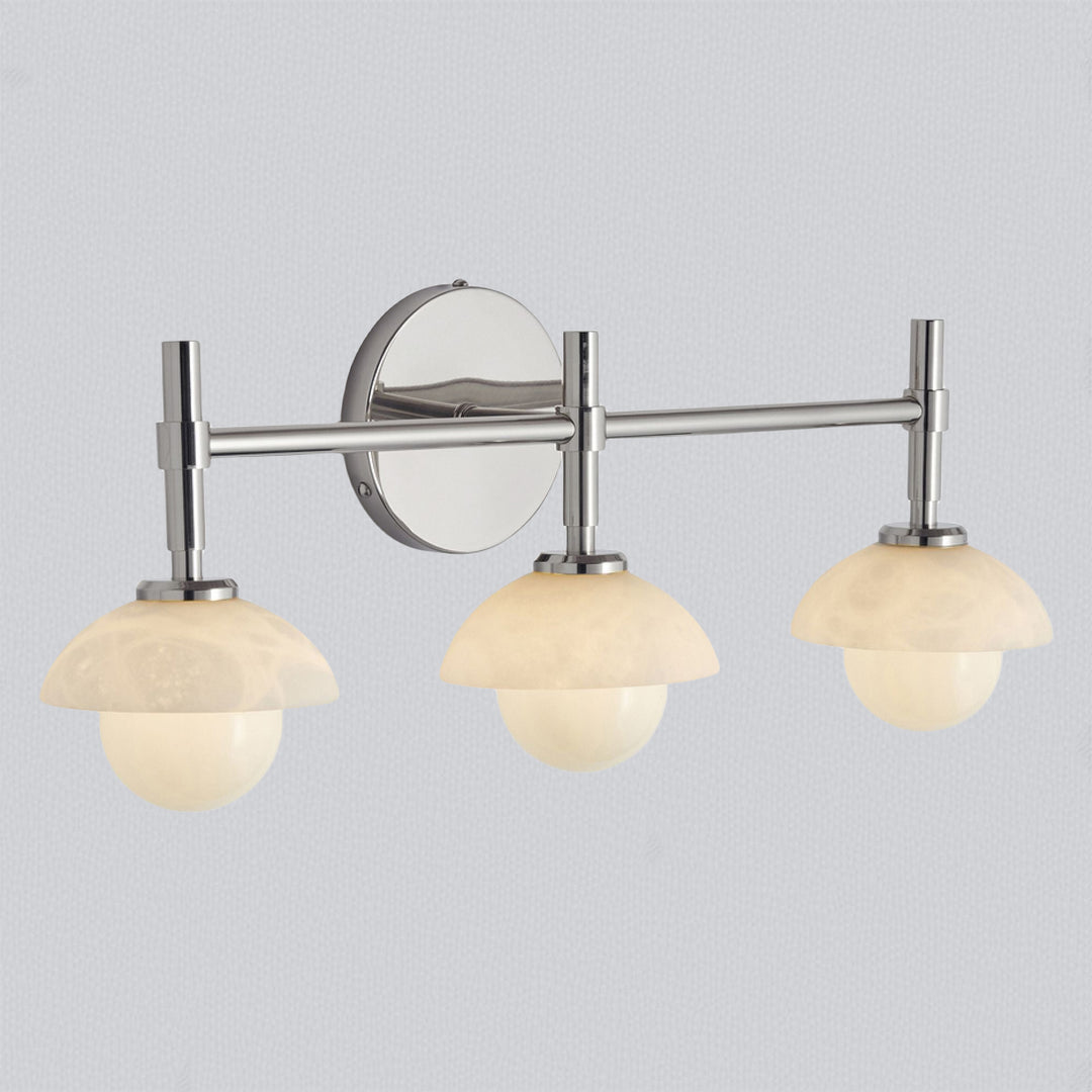 Opulent Glow Hand-Carved Alabaster Bathroom Sconce with Opal Shades - Elegant Light Fixture