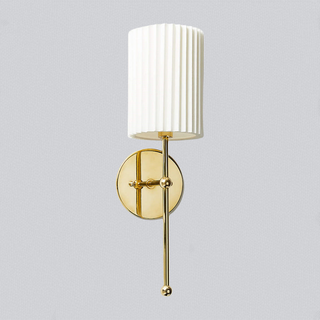 French Elegance Brass Pleated Sconce - Classic French Design with Pleated Linen Shade and Solid Brass Construction - Perfect for Wall Lights for Bedroom