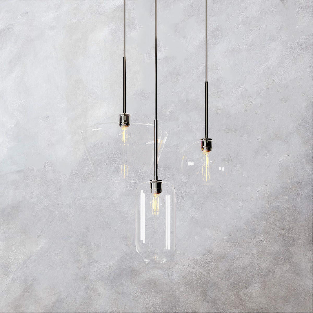 Modern Brass Glass 3-Light Multi Chandelier - Elegant Glass Chandelier with Adjustable Height and Brass Finish - Ideal Dining Room Lighting and Stylish Dining Area Light Fixture