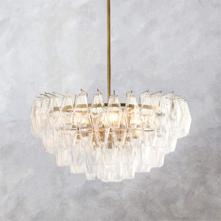 Crystal Elegance Chandelier with Fluted Accents ,Solid crystal design ,dining area light fixtures