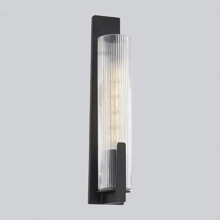 Clear Ribbed Glass Iron Forge Sconce - Long Shape with Vintage Gold Leaf Finish and Clear Ribbed Glass - Stylish Bathroom Sconce Lights and Modern Wall Lighting