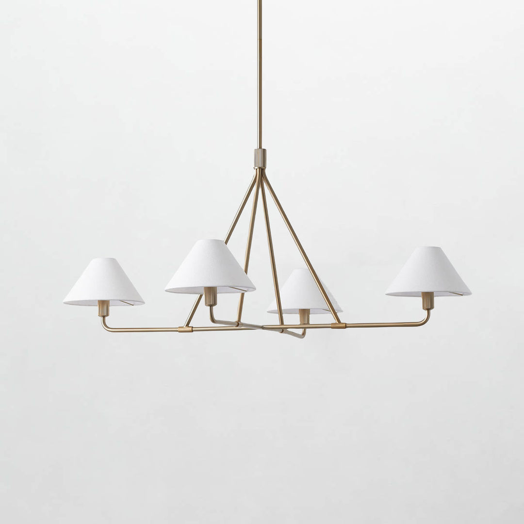 Architectural Tapered Shades Chandelier: Angular, Contract Grade Design with Sophisticated Tapered Shades for Dining Room, Living Room, and Bedroom Lighting