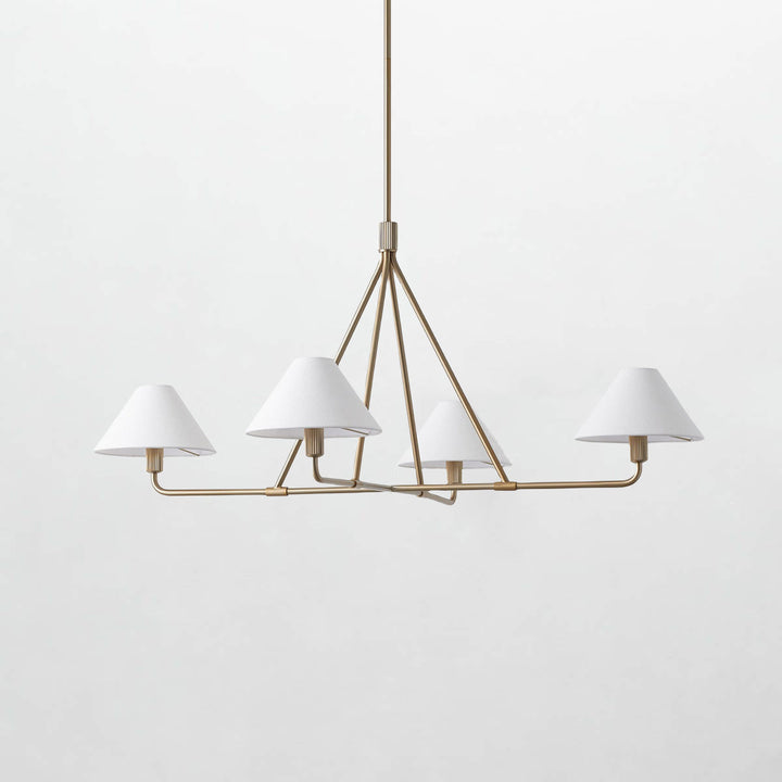 Architectural Tapered Shades Chandelier: Angular, Contract Grade Design with Sophisticated Tapered Shades for Dining Room, Living Room, and Bedroom Lighting