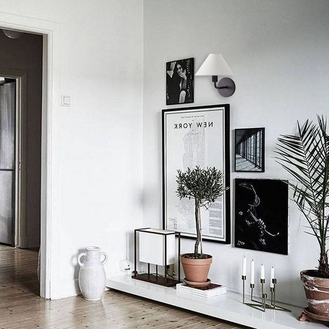 Elegant Linen Glow Sconce - Architectural Design Tapered Shade Wall Sconce for Bedroom and Living Room - A Statement Piece of Elegance and Sophistication