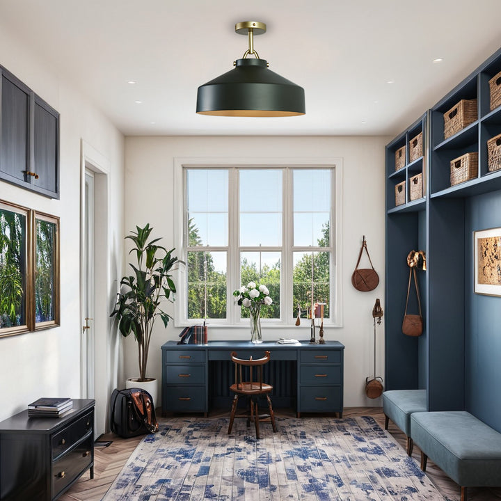 Flexillum Living Room Flush Mount 16" - Sleek Design with Angular Details, Versatile Placement, and Dimmer Switch Compatible - Perfect for Living Room, Ceiling Lamps for Living Room, and Lounge Lights Ceiling