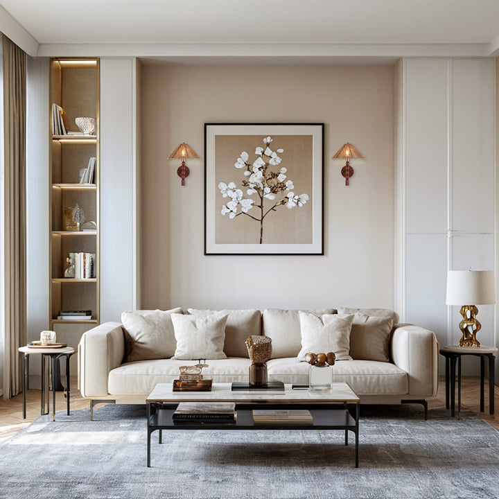 Samina Sconce - Modern Style with Handwoven jute and solid walnut - Perfect for Living Room, Dining Room and Enteyway