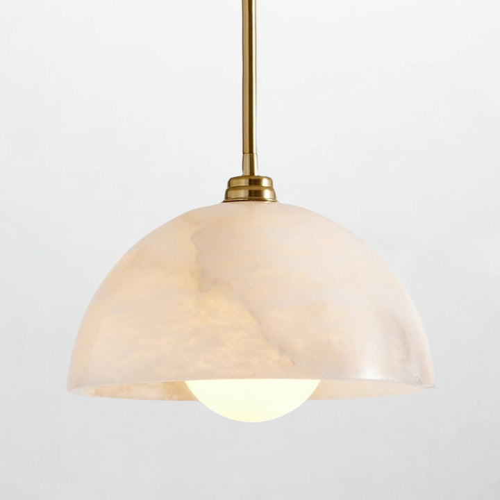 Elegant Alabaster Refinement Pendant - Natural Alabaster with Steel and Tumbled Brass - Ideal Hanging Light Fixture for Bedroom, Perfect Pendant Light for All Your Bedroom Needs