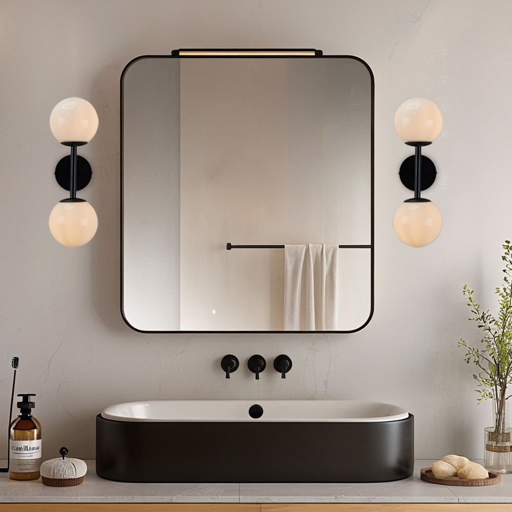 Fiberglass Glow Double Wall Sconce: Cast Fiberglass with White Textured Finish and Pewter/Gold Accents for Kitchen, Bathroom, Outdoor