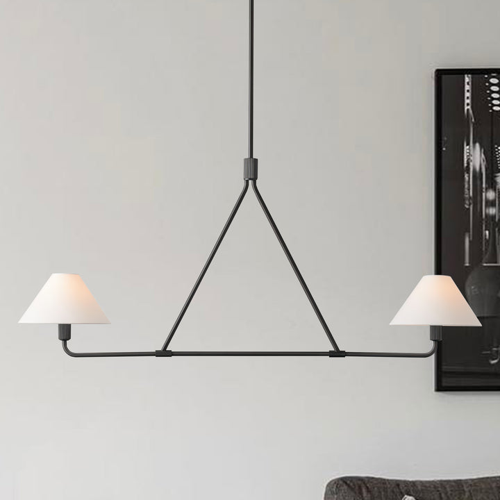 Minimalist Elegance Architectural 2-Light Tapered Pendant: Angular and Minimalist Design for Dining, Bedroom, and Living Room Illumination