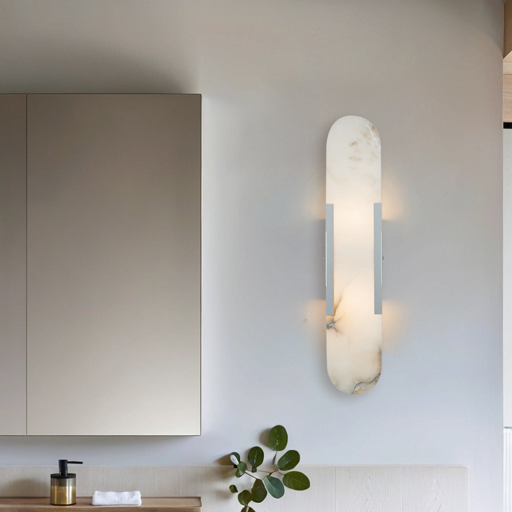 Alabaster Elegance Backplate Sconce - Elegant Alabaster Design with Stunning Finishes - Perfect for Bathroom Sconce